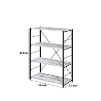 Benjara 4 Tier Design Wooden Bookshelf With X Shaped Backing, White