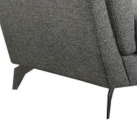 Benjara Textured Fabric Chair With Flared Arms And Metal Feet, Gray