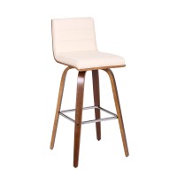 Leatherette Sloped Seat Barstool with Angled Legs, Cream
