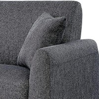 Benjara Fabric Sofa With 2 Matching Pillows And Metal Feet, Regular, Gray