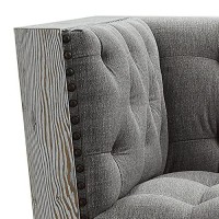 Benjara Fabric Chair With Wooden Encasing And Nailhead Trim, Regular, Gray