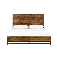 Wooden Low Profile Queen Bed with Plank Style Design, Brown