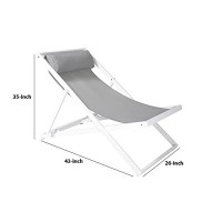 Benjara Bm236885 Textilene Upholstered Deck Chair With Padded Headrest, White