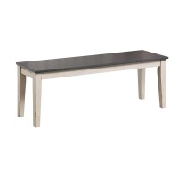 Rectangular Wooden Top Bench with Tapered Block Legs, Antique White
