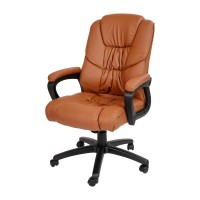 Flash Fundamentals Big Tall 400 lb Rated Brown LeatherSoft Swivel Office Chair with Padded Arms BIFMA Certified