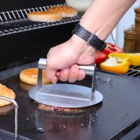 Hulisen Stainless Steel Burger Press 62 Inch Round Burger Smasher Professional Griddle Accessories Kit Grill Press Perfect F