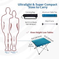 Grope Portable Camping Table With Aluminum Table Top, Folding Beach Table Easy To Carry, Prefect For Outdoor, Picnic, Bbq, Cooking, Festival, Beach, Home (Deep Blue-S)