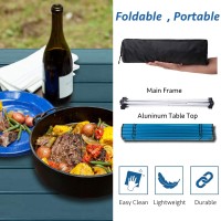 Grope Portable Camping Table With Aluminum Table Top, Folding Beach Table Easy To Carry, Prefect For Outdoor, Picnic, Bbq, Cooking, Festival, Beach, Home (Deep Blue-S)