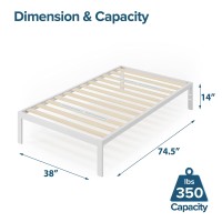 Zinus Mia Metal Platform Bed Frame Wood Slat Support No Box Spring Needed Easy Assembly White Twin