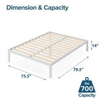 Zinus Mia Metal Platform Bed Frame Wood Slat Support No Box Spring Needed Easy Assembly King White