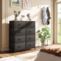 Wlive Fabric Dresser For Bedroom, Tall Dresser With 8 Drawers, Storage Tower With Fabric Bins, Double Dresser, Chest Of Drawers For Closet, Living Room, Hallway, Kids Room, Black And Rustic Brown