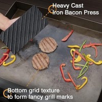 Shinestar Cast Iron Griddle Press With 12Inch Melting Dome For Blackstone Perfect For Bacon Burger Panini