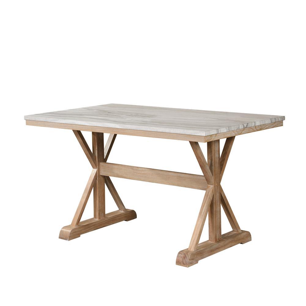 Faux Marble Counter Height Dining Table in Rustic Finish