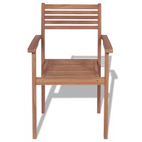 Vidaxl 4X Solid Teak Wood Stackable Patio Chair Lounge Seating Garden Outdoor Balcony Terrace Wooden Dining Dinner Seat Home Furniture