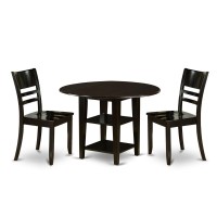 East West Furniture Sudbury Wood 3-Piece Dining Set In Cappuccino Suly3-Cap-W