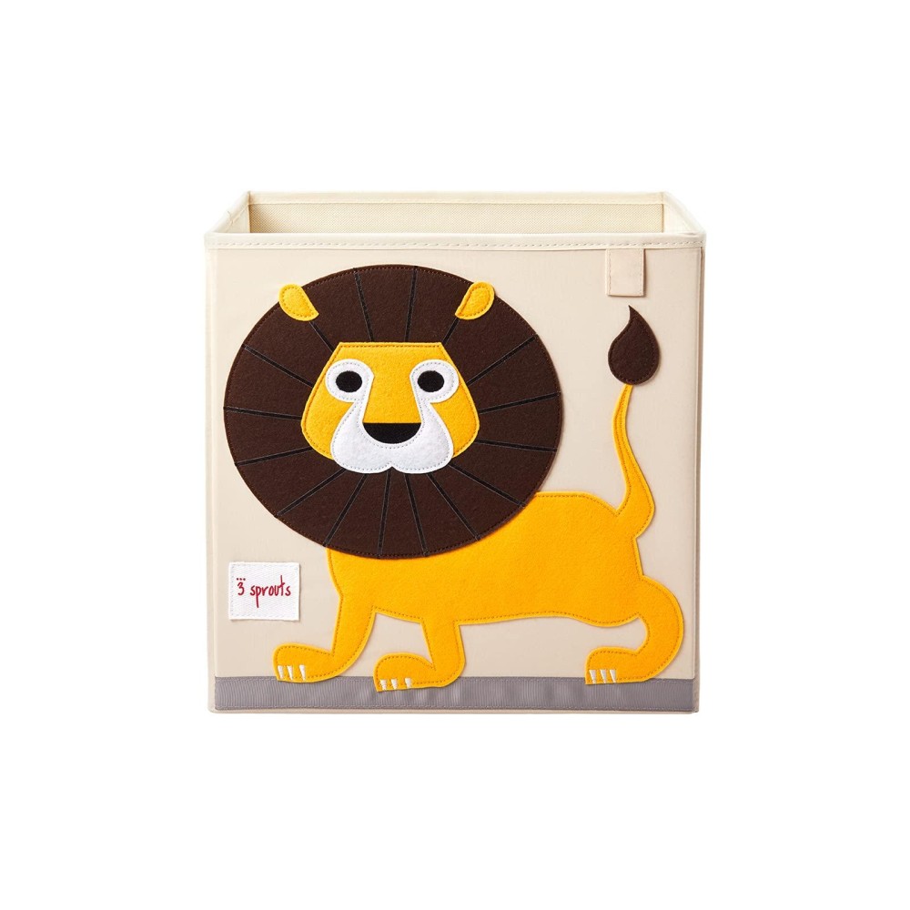 3 Sprouts Cube Storage Box - Organizer Container For Kids & Toddlers, Lion
