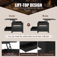 Rolanstar Coffee Table 472 Lift Top Coffee Table With Drawers And Hidden Compartment Retro Central Table With Wooden Lift T