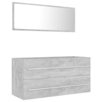 Vidaxl Bathroom Cabinet 2 Piece, Bathroom Vanity Bathroom Cupboard, Linen Cabinet, Bathroom Storage Cabinet, Modern, Concrete Gray Engineered Wood