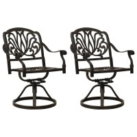 Vidaxl Swivel Patio Chairs 2 Pcs, Patio Dining Chair With Metal Frame, Outdoor Patio Dining Swivel Chair For Lawn Garden, Cast Aluminum Bronze