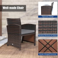 Dortala 3-Piece Outdoor Pe Rattan Furniture Set, Patio Conversation Set W/Chair & Storage Coffee Table, Detachable Cushion, Stable X-Shaped Frame, Perfect For Poolside, Grey