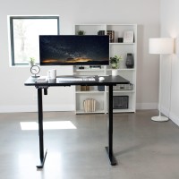 Vivo Electric Height Adjustable 48 X 30 Inch Memory Stand Up Desk, Black Solid One-Piece Table Top, Black Frame, Standing Workstation With Preset Controller, 1B Series, Desk-Kit-1B5B