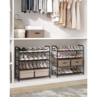 Songmics Shoe Rack 4 Tier Shoe Organizer For Closet Holds Up To 16 Pairs Of Shoes Shoe Rack For Front Door Entrance Metal Sh