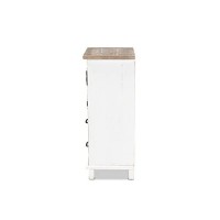 Baxton Studio Faron Classic and Traditional Farmhouse Two-Tone Distressed White and Oak Brown Finished Wood 2-Drawer Storage Cabinet