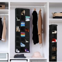 Simple Houseware Hanging Closet Organizers 24 Section Shoe Shelves Black