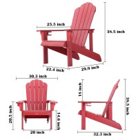 Homehua Hard Plastic Adirondack Chair Weather Resistant With Cup Holder Imitation Wood Stripes Easy To Assemble Maintain Ou