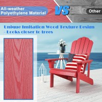 Homehua Hard Plastic Adirondack Chair Weather Resistant With Cup Holder Imitation Wood Stripes Easy To Assemble Maintain Ou