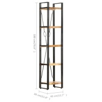 vidaXL Bookshelf, Open Shelf 5-Tier Bookcase, Wall Bookshelf for Office Living Room, Freestanding Shelving Unit, Industrial, Solid Wood Mango