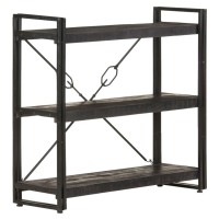 Vidaxl Bookshelf, Open Shelf 3-Tier Bookcase, Wall Bookshelf For Office Living Room, Freestanding Shelving Unit, Industrial, Black Solid Mango Wood