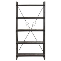 vidaXL Bookshelf, Open Shelf 5-Tier Bookcase, Wall Bookshelf for Office Living Room, Freestanding Shelving Unit, Industrial, Black Solid Mango Wood