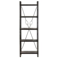 Vidaxl Industrial Style Bookcase With 5 Shelves - Solid Mango Wood And Powder-Coated Steel Frame - Black - 23.6
