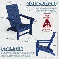 Modern Adirondack Chair Wood Texture  Poly Lumber Patio Chairs  Pre-Assembled Weather Resistant Outdoor Chairs For Pool  Deck  Backyard  Garden  Fire Pit Seating  Navy Blue