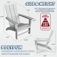 Modern Adirondack Chair Wood Texture  Poly Lumber Patio Chairs  Pre-Assembled Weather Resistant Outdoor Chairs For Pool  Deck  Backyard  Garden  Fire Pit Seating  White