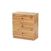 Baxton Studio Decon Modern and Contemporary Oak Brown Finished Wood 3Drawer Storage Chest