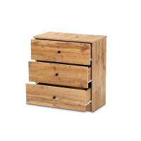 Baxton Studio Decon Modern and Contemporary Oak Brown Finished Wood 3Drawer Storage Chest