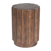 Luxenhome 18 Fiber Stone Outdoor Side Table Bronze Finish Garden End Table Round Porch Poolside Seating Indoor Outdoor Use