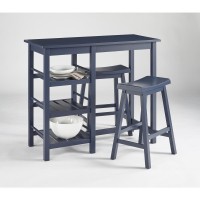 Counter Table With 2 Stools Blue