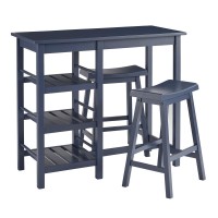 Counter Table With 2 Stools Blue