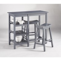 Counter Table With 2 Stools Gray