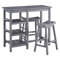 Counter Table With 2 Stools Gray