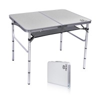 Nice C Card Table, Folding Picnic Table, Small Table, Adjustable Height Folding Table, Camping, Outdoor, Portable Lightweight Aluminum, With Carry Handle For Beach, Indoor, Office (Medium)