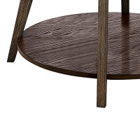 Benjara 32 Inches Coffee Table With Round Glass Top And Angled Legs, Brown