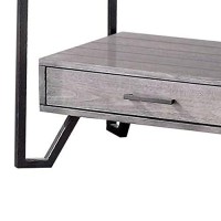 Benjara 24 Inch Metal End Table With Glass Top And 1 Drawer, Gray