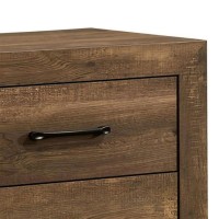 Rustic 2 Drawer Wooden Nightstand with Grain Details, Brown