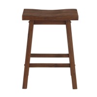 Saddle Design Wooden Counter Stool with Grain Details, Brown