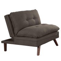 Benjara Futon Sofa Mid Century Modern Armless Chair, Tufted, Welt Trim, Gray