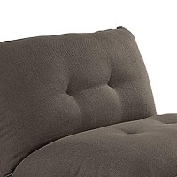 Benjara Futon Sofa Mid Century Modern Armless Chair, Tufted, Welt Trim, Gray